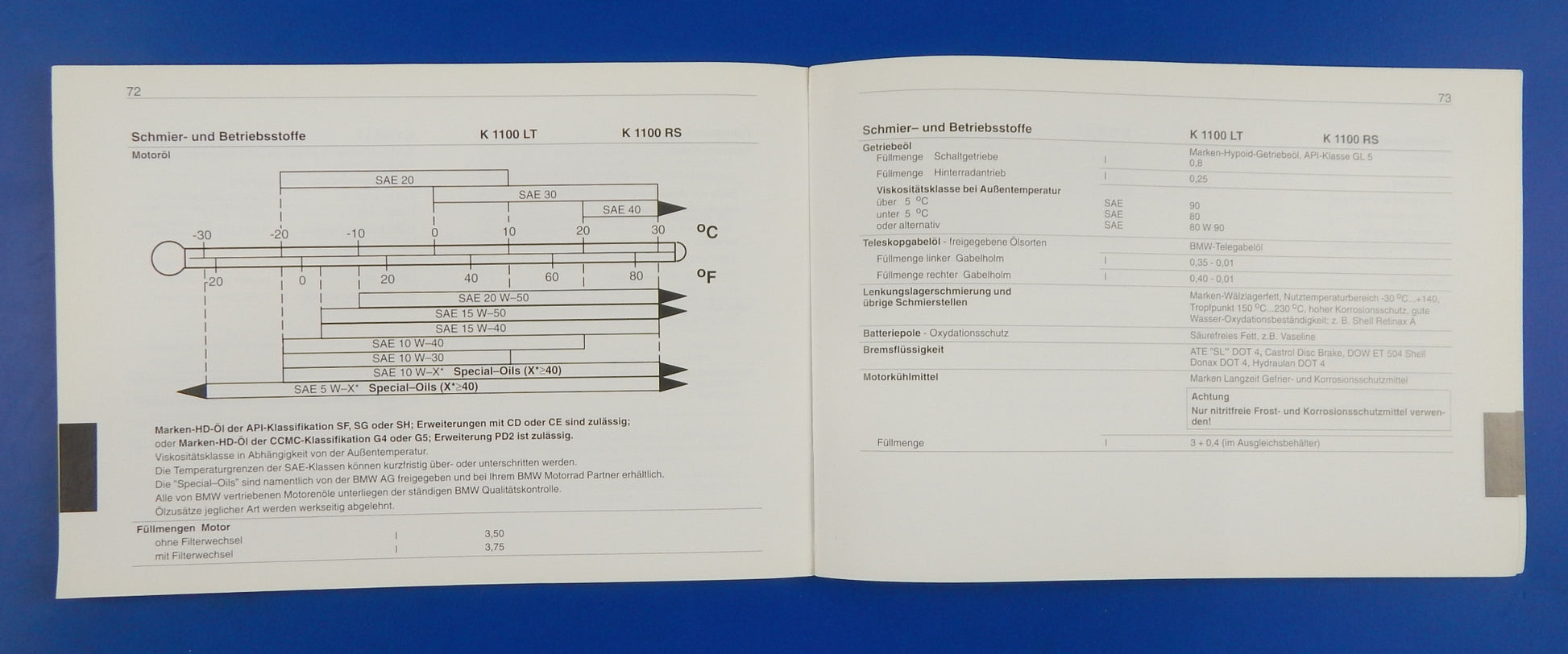 OEM BMW 1989 K1100LT 1992 K1100RS USER MAINTENANCE OWNER MANUAL BOOK 01409799390 - MotoRaider