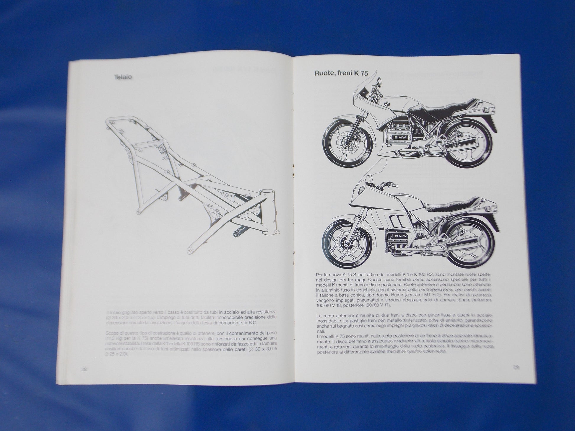 BMW K1 K75/S/RT K100LT/RS DEALER SALES PERSON TECHNICAL INFORMATION BOOK ITALIAN - MotoRaider