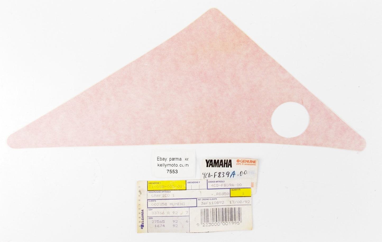 NOS OEM 1991 YAMAHA RD350 COWLING 2 EMBLEM STICKER LOGO 4CD-F839A-00 - MotoRaider