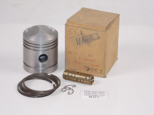 NOS VERTEX 184 PISTON 55.2mm MV 125 SPORT 4-STROKE+CIRCLIPS+15mm PIN+RINGS 16177 - MotoRaider