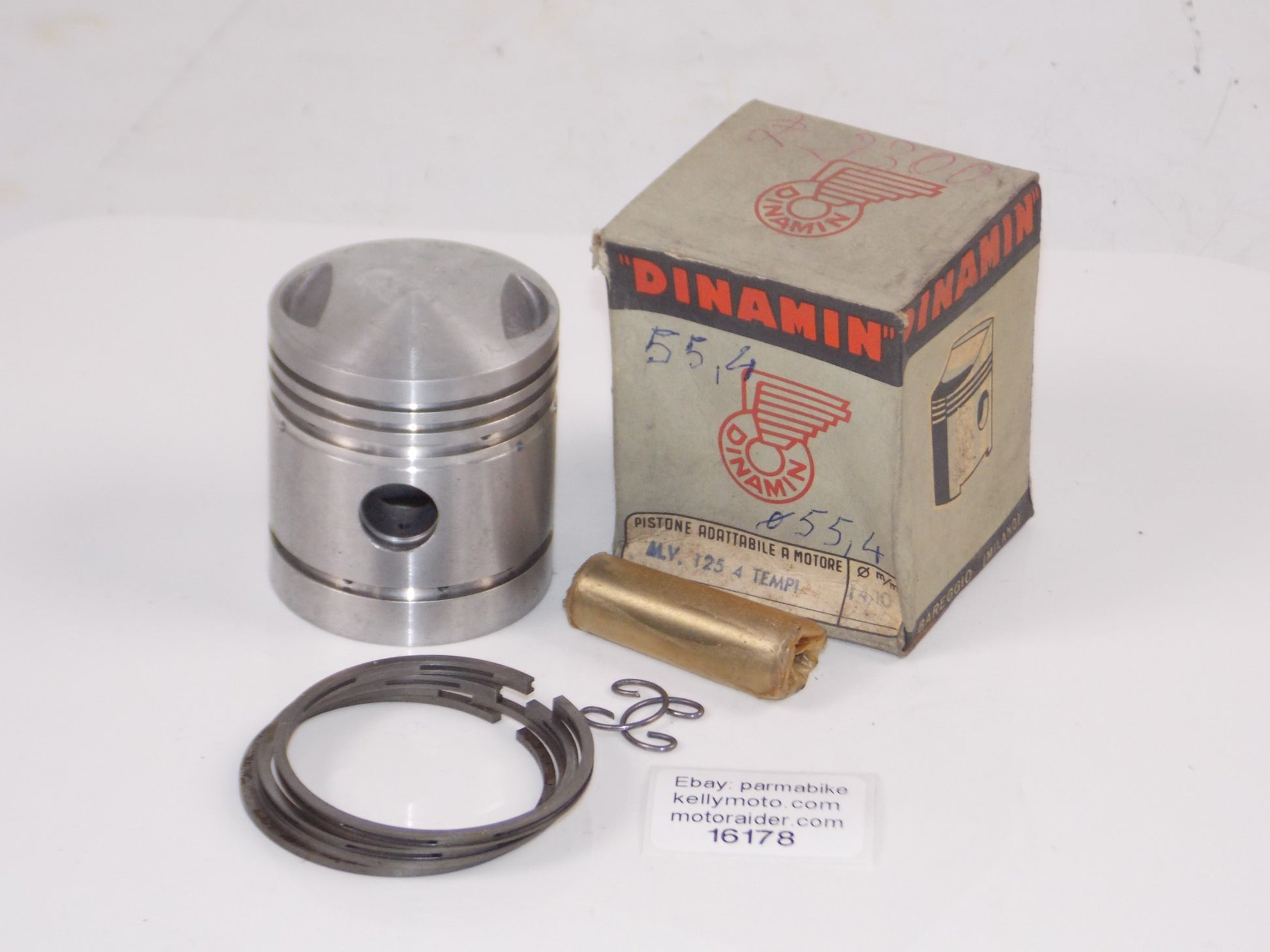 DINAMIN 192 PISTON 55.4 MM MV 125 SPORT 4-STROKE+CIRCLIPS+15MM PIN+RINGS #16178 - MotoRaider