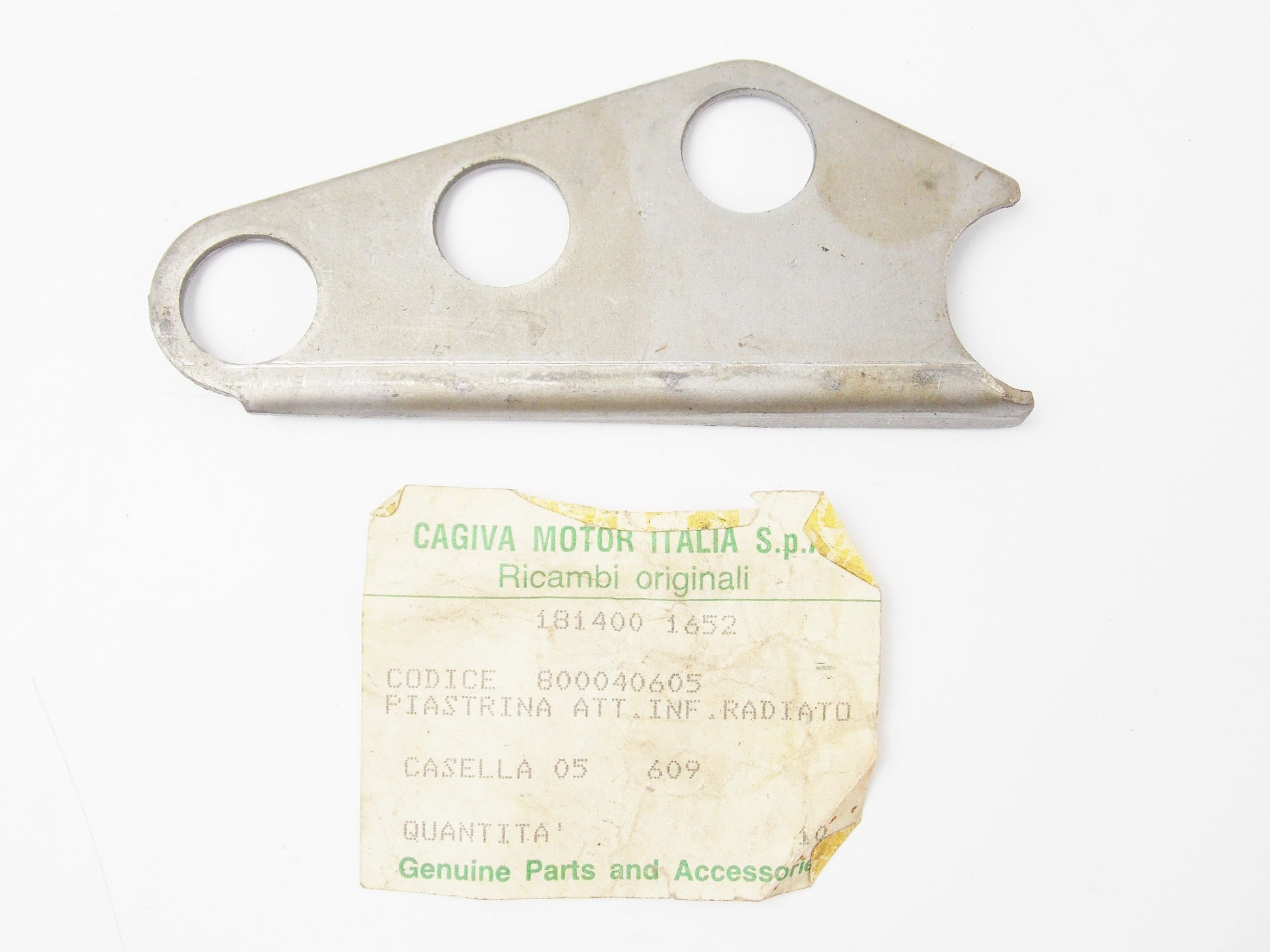 NOS OEM CAGIVA ELEFANT 125 RADIATOR MODIFIED LOWER PLATE BRACKET 800040605 - MotoRaider