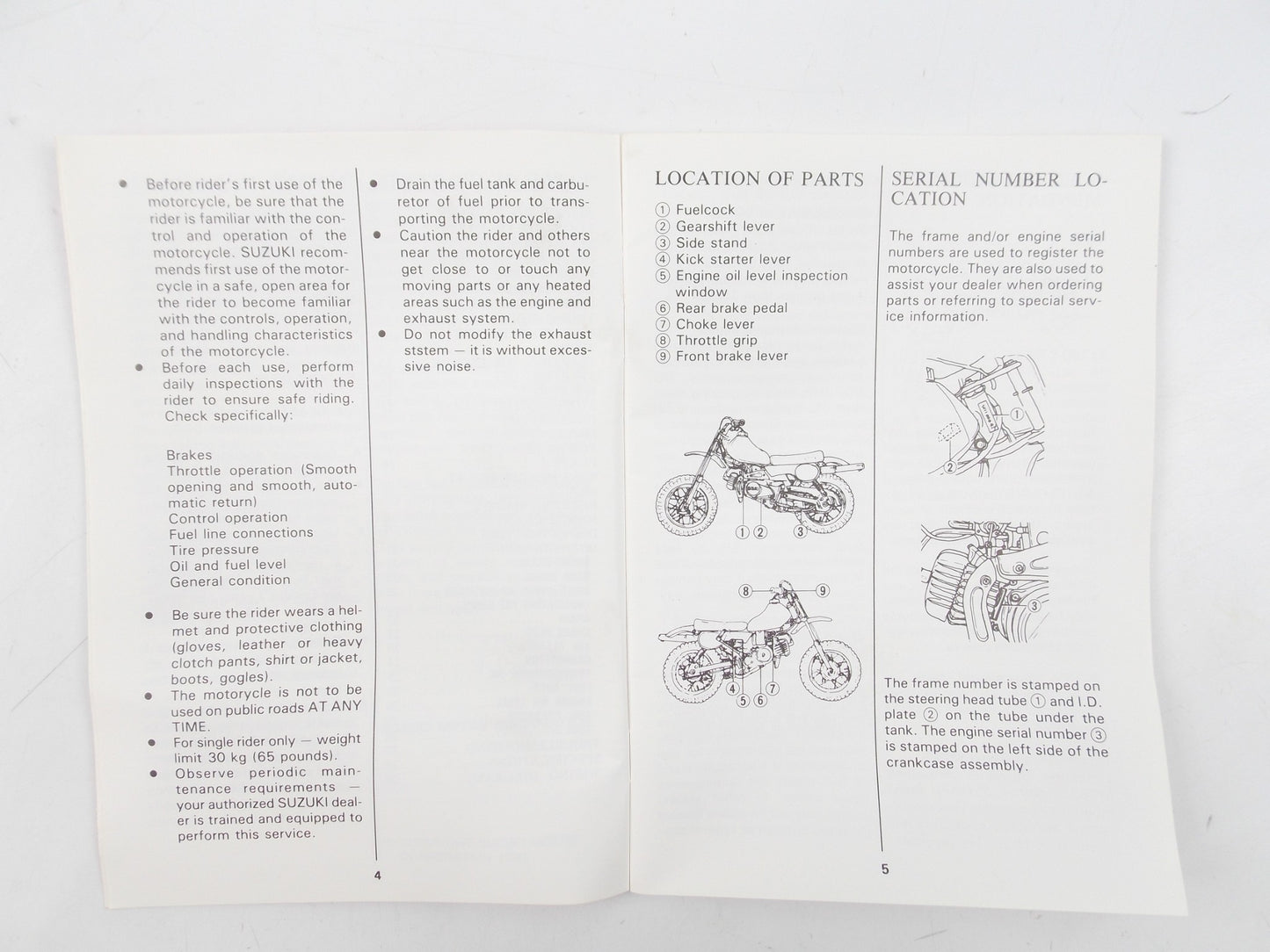 1991 SUZUKI JR50 OWNER USER MANUAL BOOK CATALOG ENGLISH 99011-04439-03A - MotoRaider