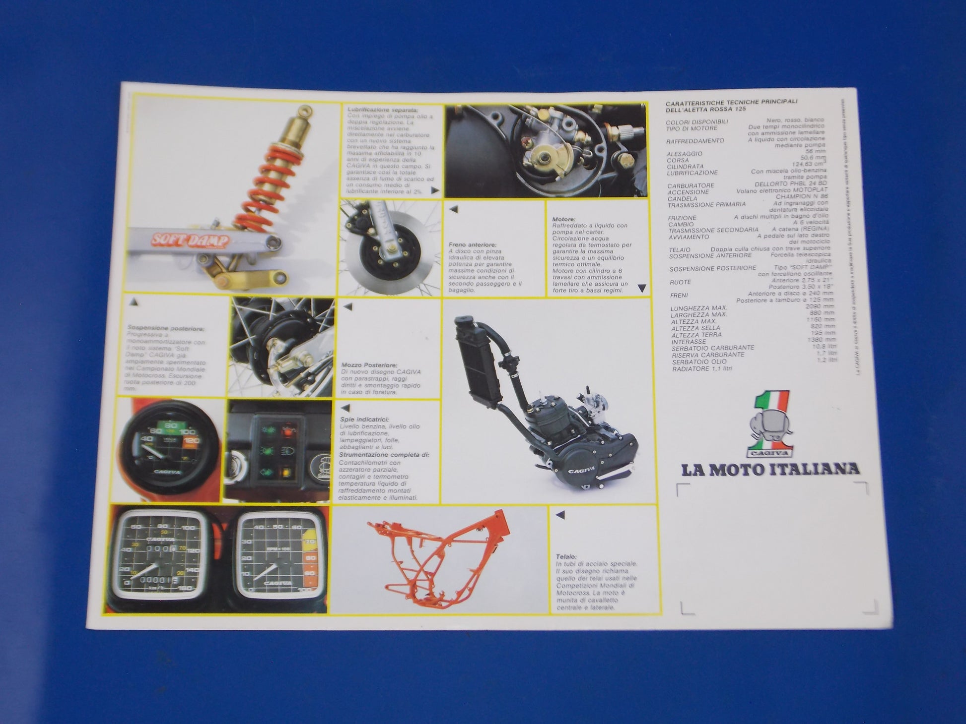CAGIVA 1980-90 125 ALETTA ROSSA 2 ST ORIGINAL DEALER BROCHURE TECH SPECS ITALY - MotoRaider