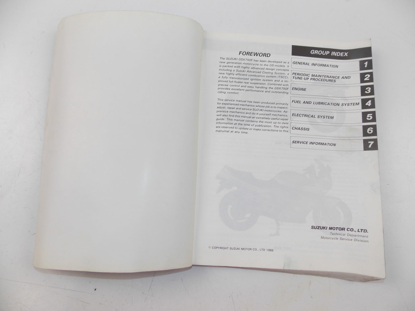 10/1988 SERVICE MANUAL CATALOG BOOK SUZUKI GSX750F ENGLISH 99500-37060-01E - MotoRaider