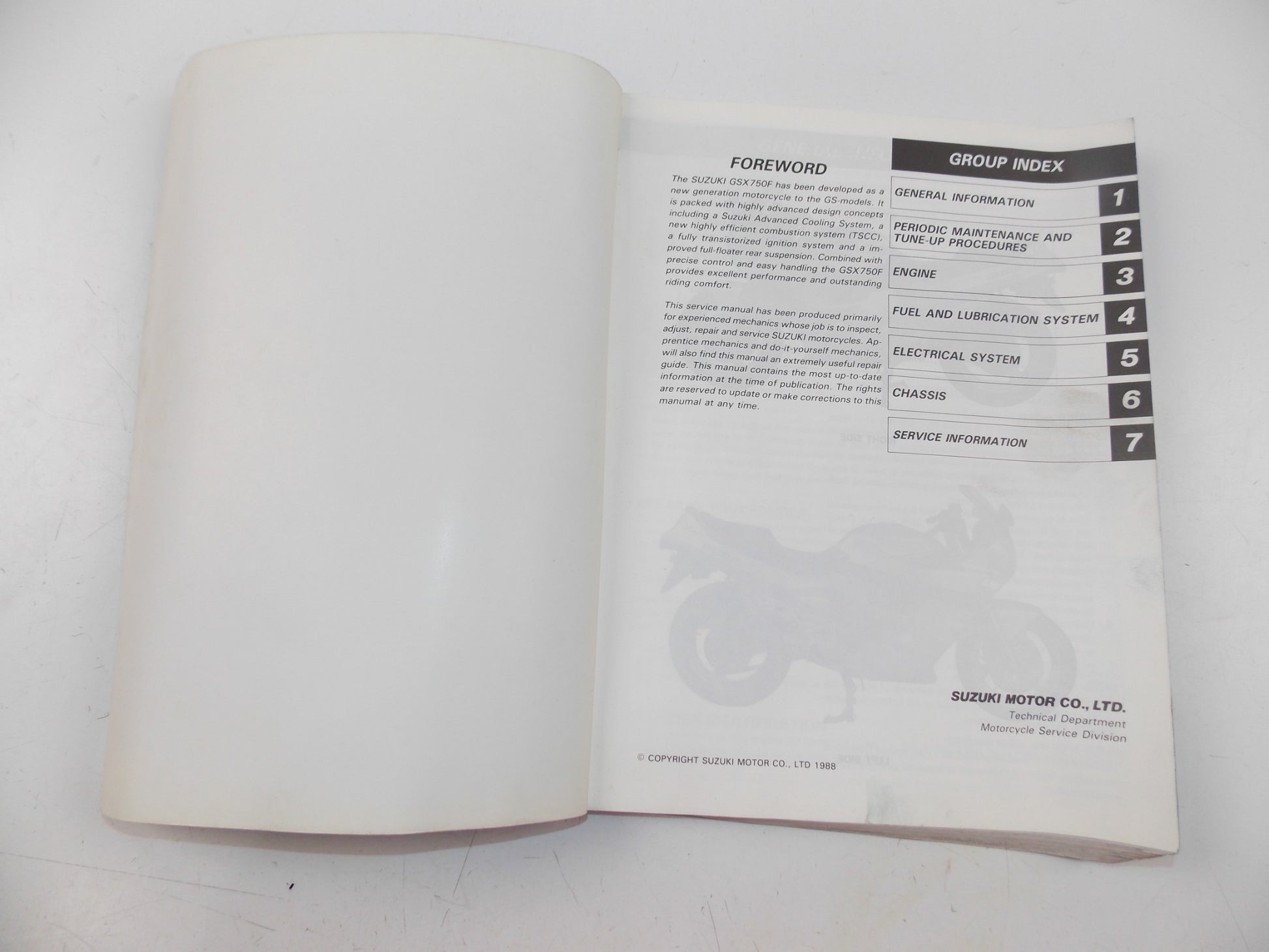 10/1988 SERVICE MANUAL CATALOG BOOK SUZUKI GSX750F ENGLISH 99500-37060-01E - MotoRaider