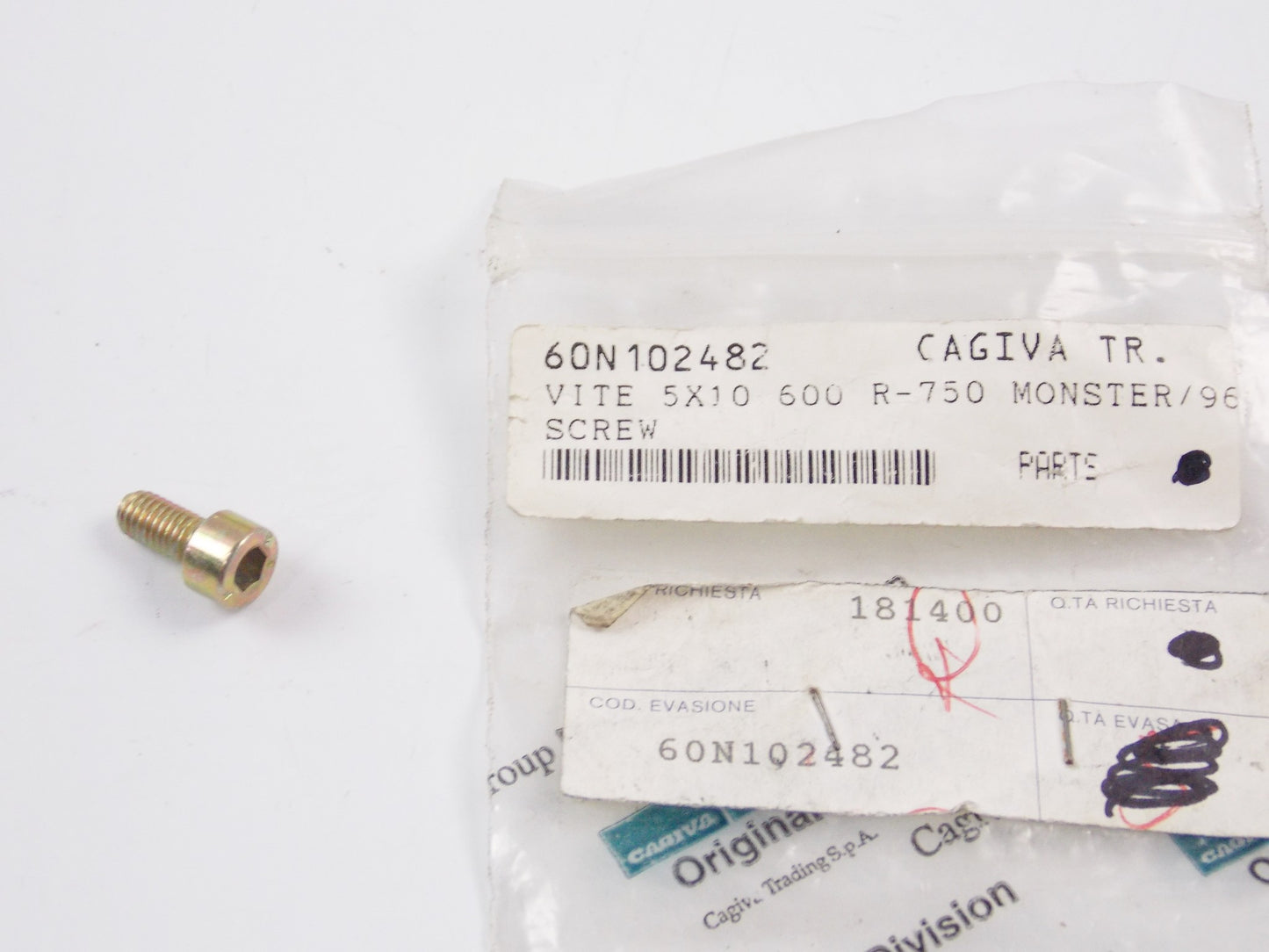 CAGIVA 1993-1994-1995 ELEFANT 750 / 1988 FRECCIA 125 C 10 ALLEN BOLT 60N102482 - MotoRaider