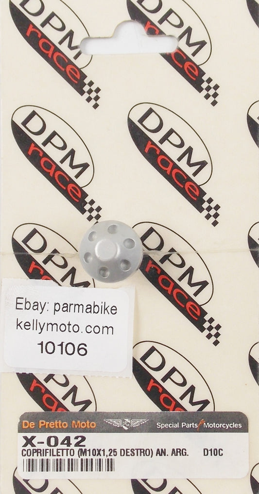 DE PRETTO UNIVERSAL MIRROR BOLT THREAD COVER M10X1.25 RIGHT SILVER ALLOY X-042 - MotoRaider