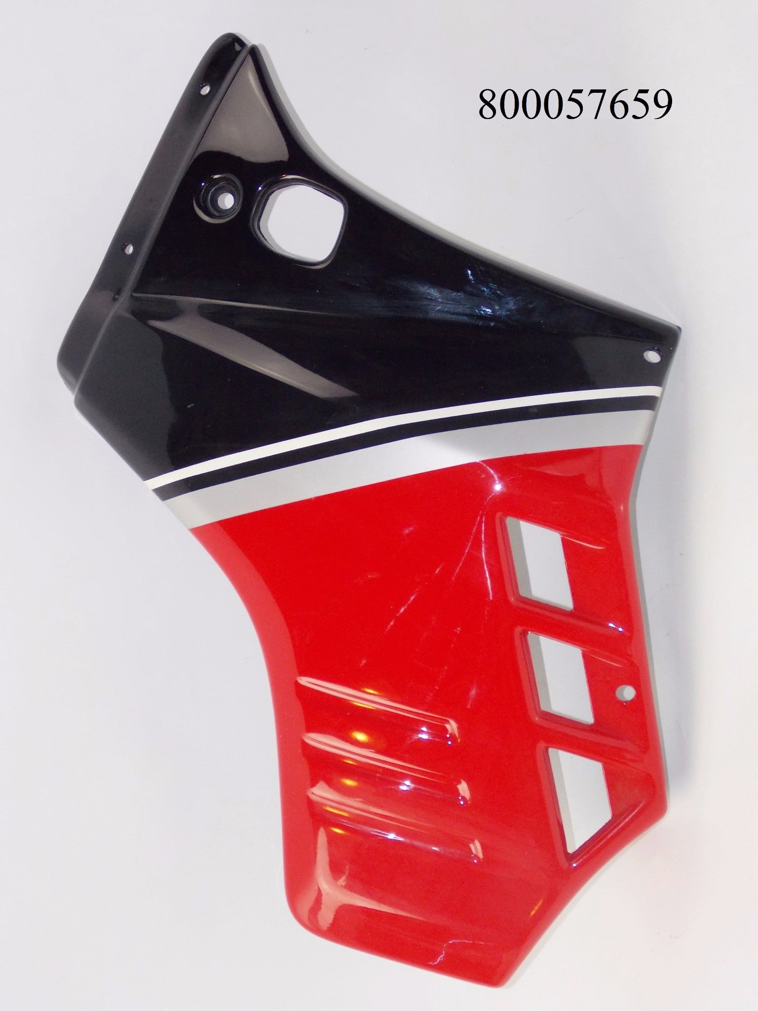 NOS OEM CAGIVA 1987 ELEFANT 350 LH GAS TANK SHROUD (BLACK/RED) 800057659 - MotoRaider