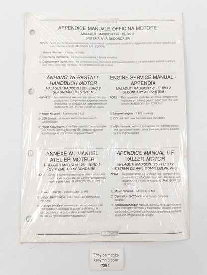 2002 MALAGUTI MADISON 125-EURO 2 MANUAL WORKSHOP REPAIR BOOK APPENDIX - MotoRaider