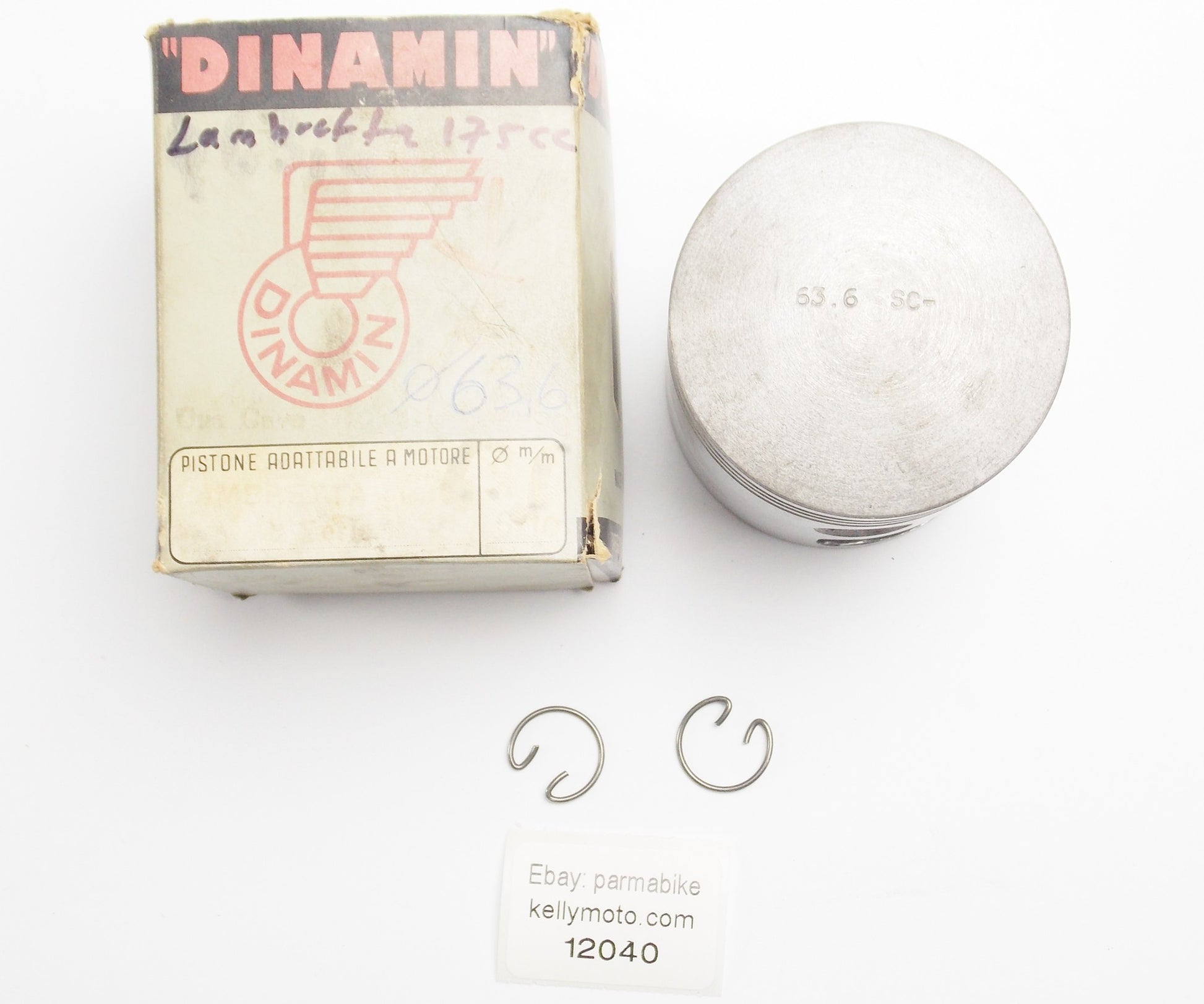 NOS ROTA PISTON + CLIPS DIAMETER 63.6 mm LAMBRETTA 175 cc MOTOR ENGINE - MotoRaider