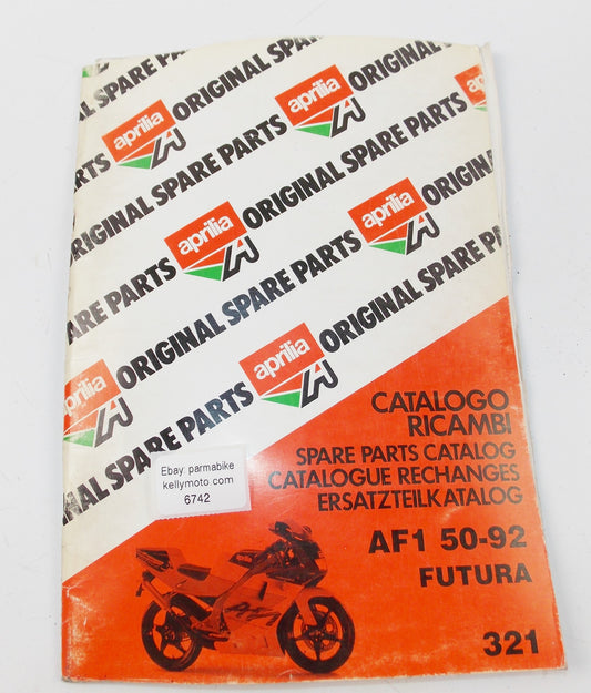 1992 APRILIA AF1 50 FUTURA CHASSIS MOTOR SPARE PARTS CATALOG MANUAL BOOK 321 - MotoRaider