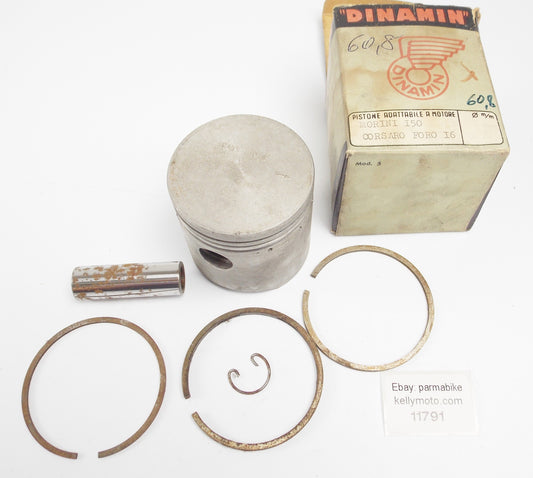 NOS DINAMIN PISTON + RINGS + PIN + CLIPS SET CPL. D. 60.8 mm MORINI CORSARO 150 - MotoRaider