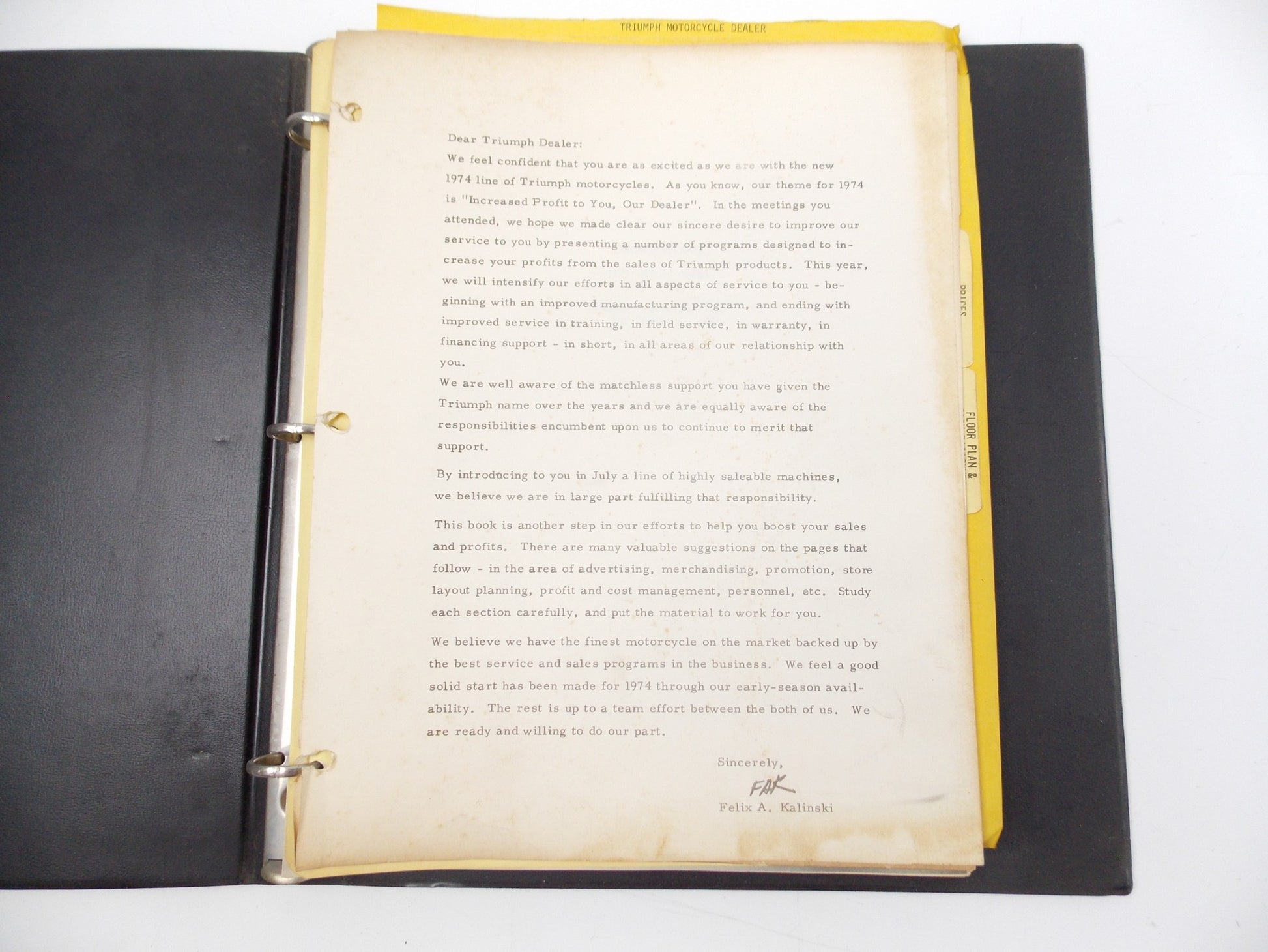 OEM TRIUMPH 1974 TRIDENT BONNEVILLE 750 TR5MX MODEL LINE DEALER MANUAL BINDER - MotoRaider