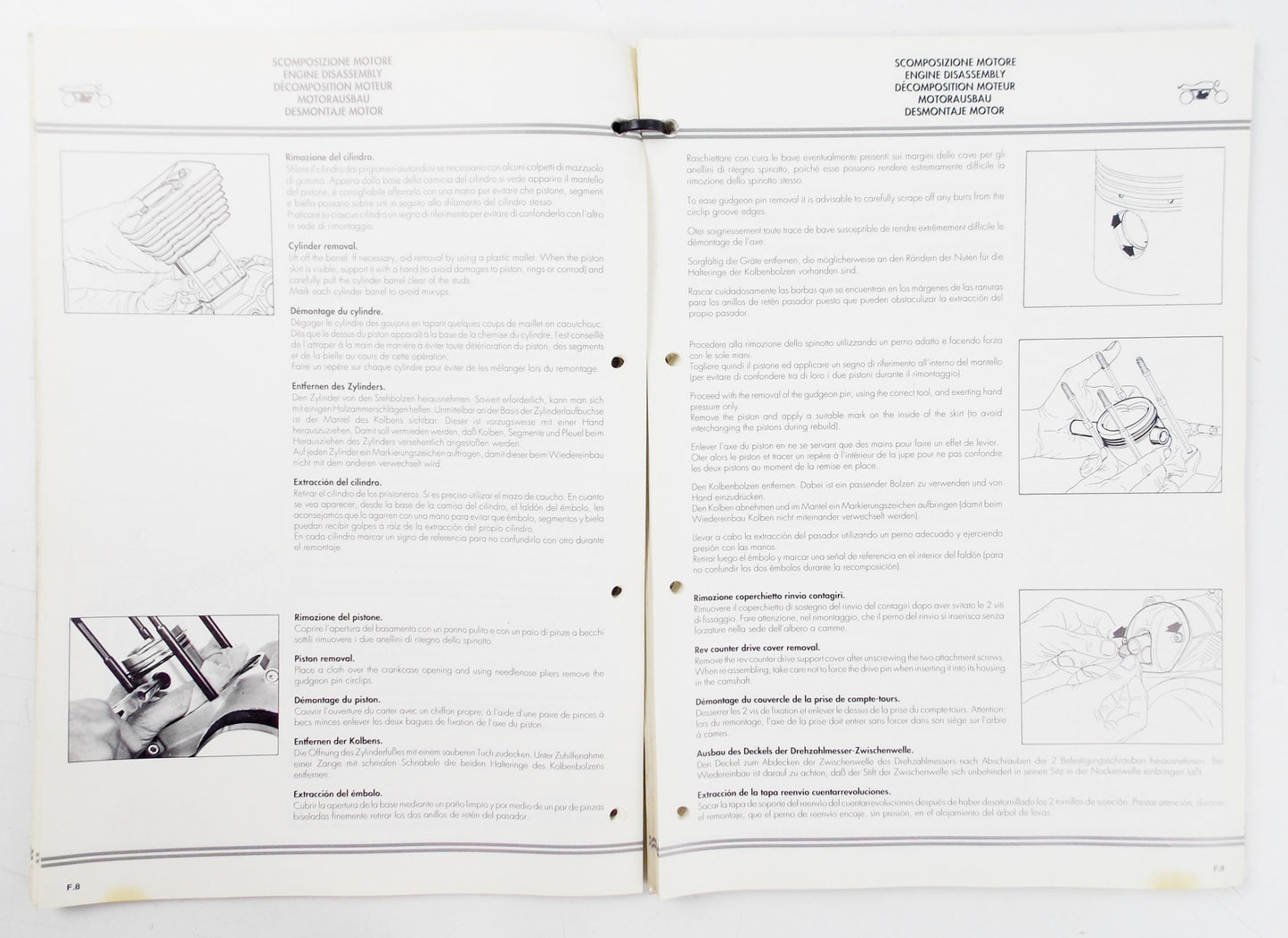 CAGIVA MOTOR 350-500 WORKSHOP MANUAL BOOK ITALIAN/ENGLISH/FRENCH/GERMAN/SPANISH - MotoRaider
