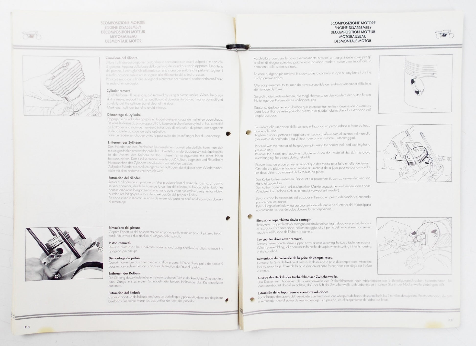 CAGIVA MOTOR 350-500 WORKSHOP MANUAL BOOK ITALIAN/ENGLISH/FRENCH/GERMAN/SPANISH - MotoRaider