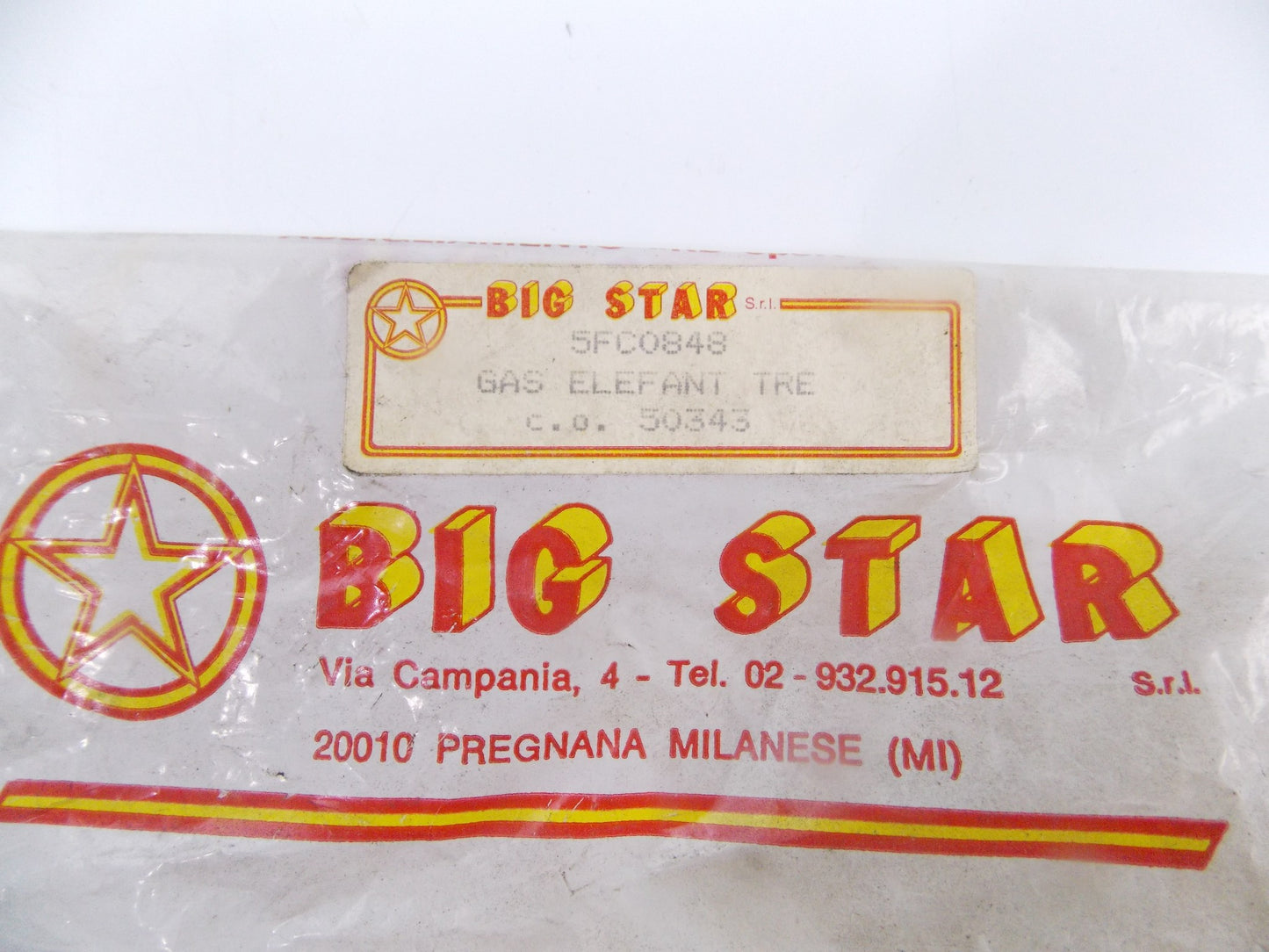 NOS OEM 80'S BIG STAR CAGIVA ELEFANTRE 125 THROTTLE CABLE 800050343 | 5FC0848 - MotoRaider
