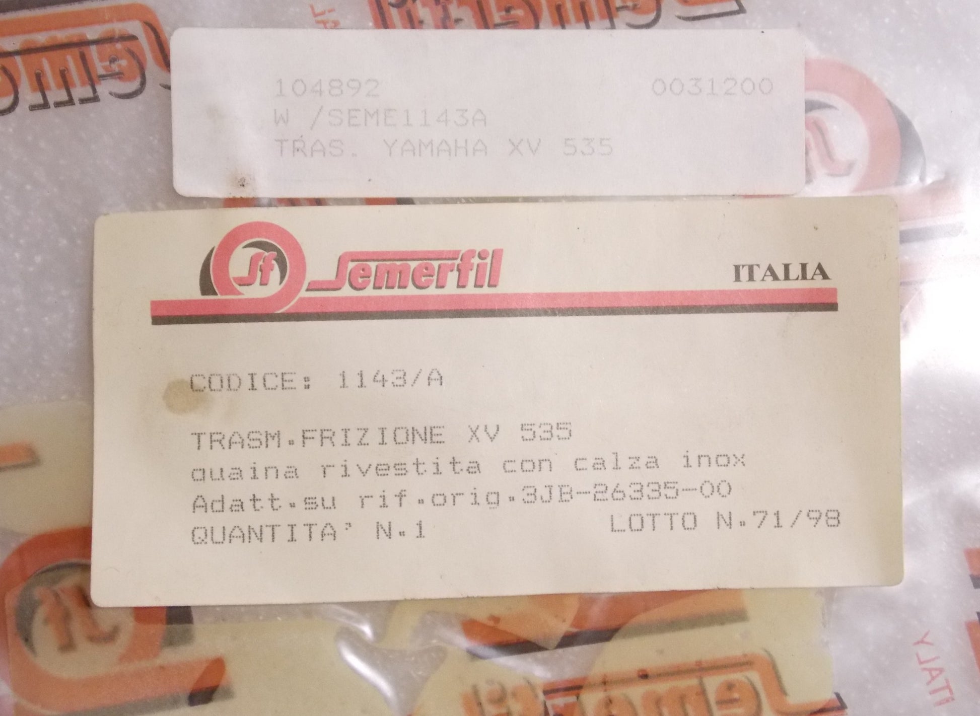 NOS 1989-94 YAMAHA VIRAGO XV535 CLUTCH CABLE SEMERFIL 1143/A | 3JB-26335-00 - MotoRaider