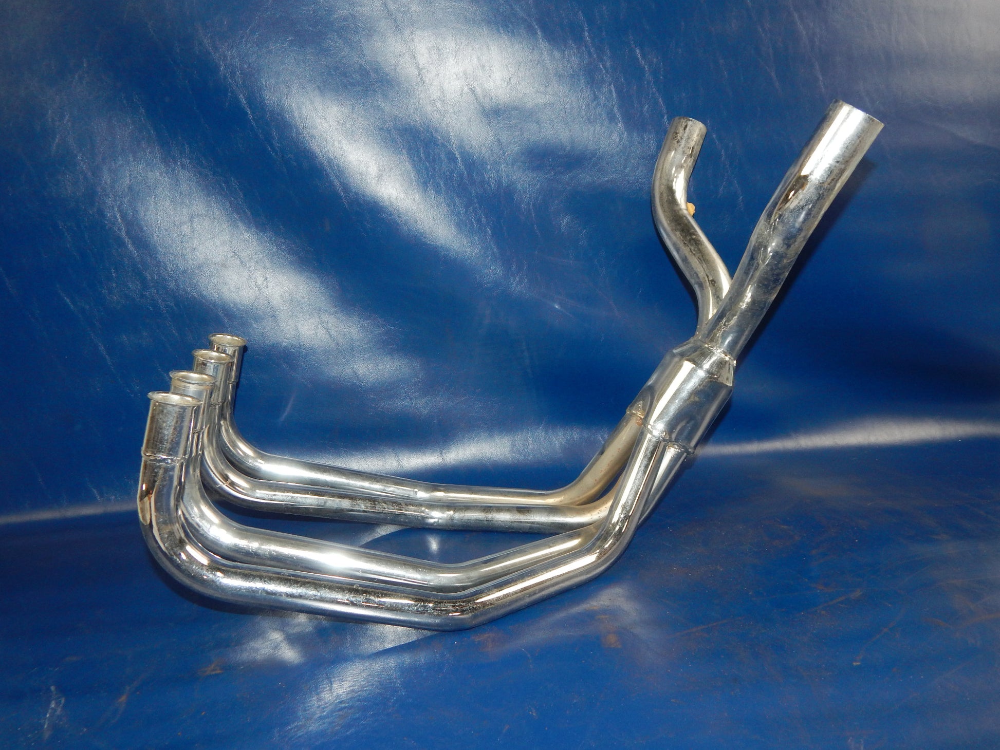 HONDA CB400 MARVING 4 in 2 CHROME HEADER PIPE EXHAUST MUFFLER H-400 VINTAGE CAFE - MotoRaider