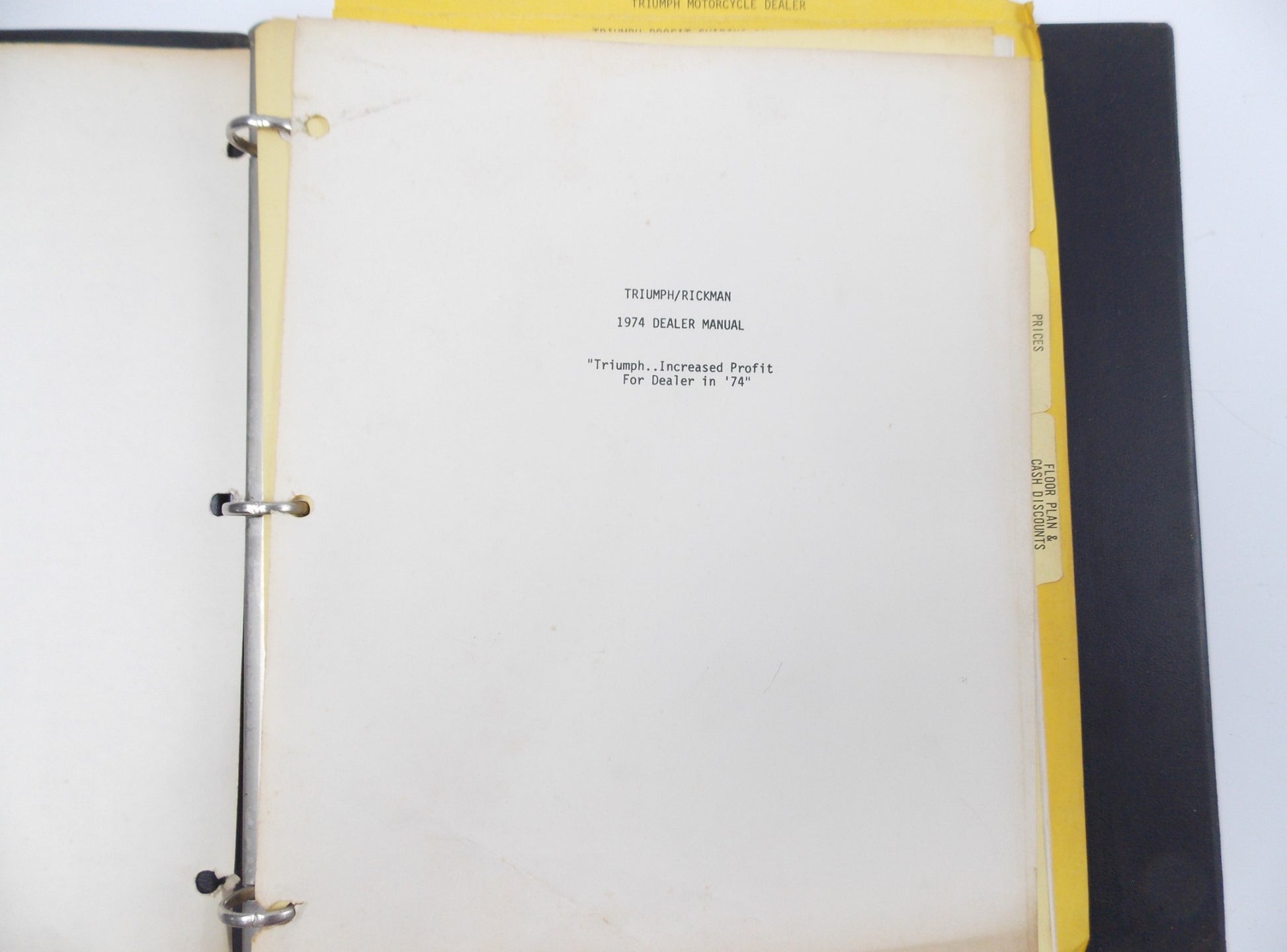 OEM TRIUMPH 1974 TRIDENT BONNEVILLE 750 TR5MX MODEL LINE DEALER MANUAL BINDER - MotoRaider