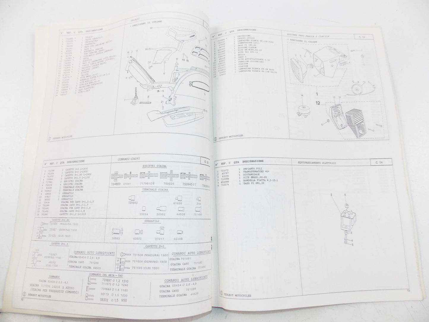 10/1997 PEUGEOT SCOOTER MVLM VOGSM PARTS CATALOG MANUAL BOOK ITALIAN - MotoRaider