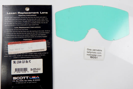 SCOTT USA LEXAN GOGGLES BLUE LENS 09-0270-01-0-CLR VINTAGE VISOR CROSS ENDURO - MotoRaider