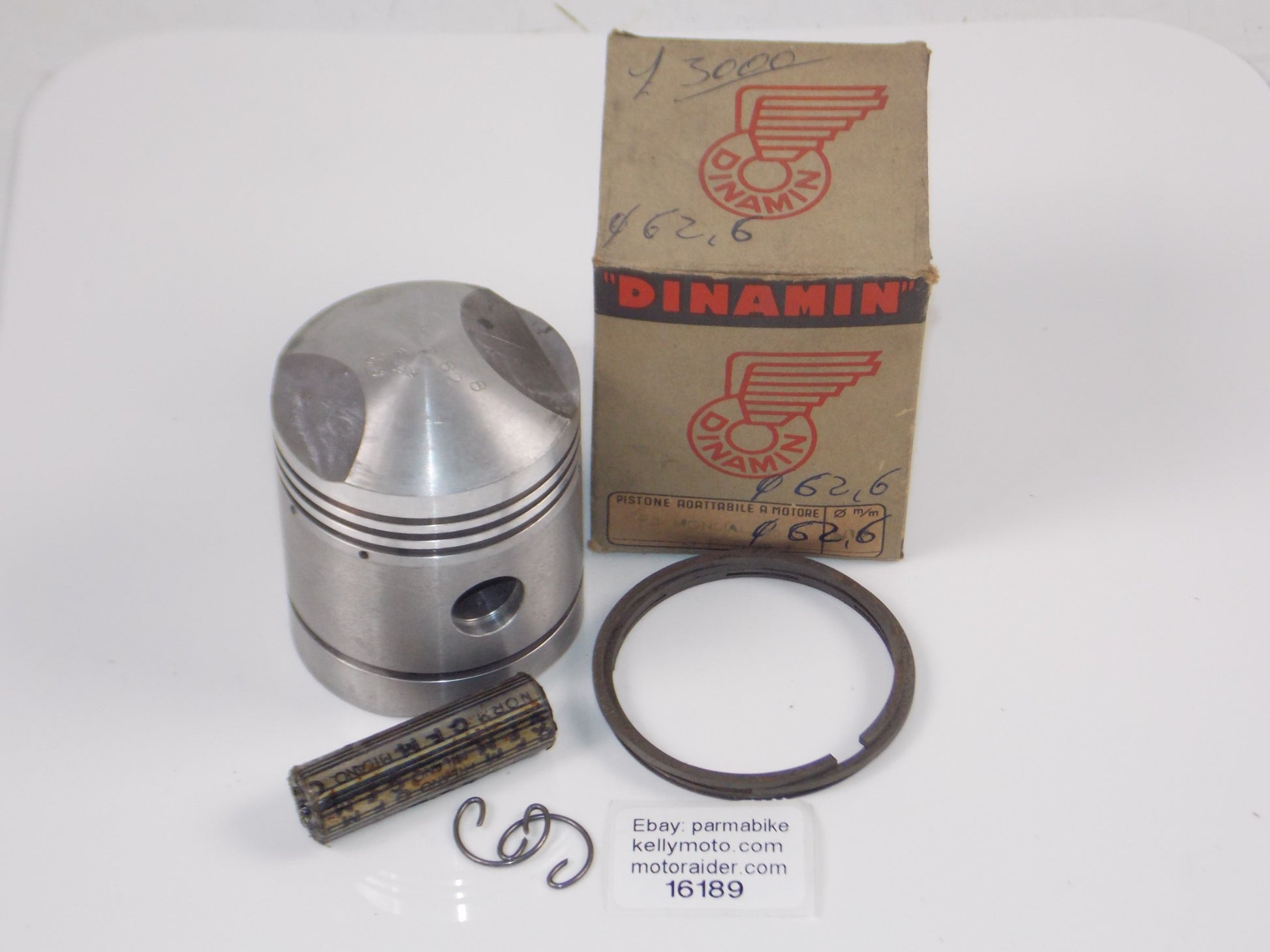 NOS DINAMIN 197 PISTON 62.6 MM MV 125 SPORT+CIRCLIPS+RINGS+16 MM PIN #16189 - MotoRaider
