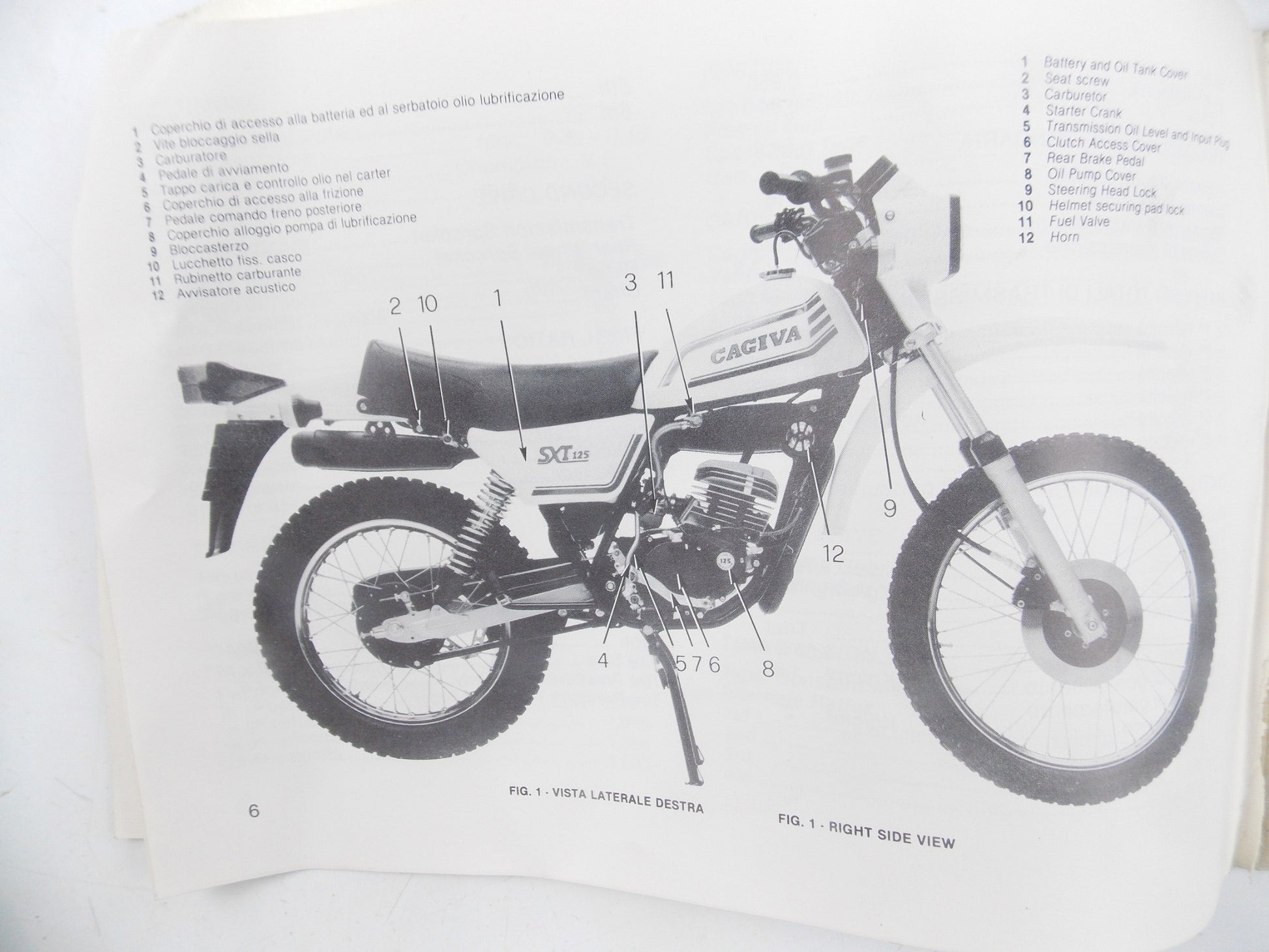 CAGIVA SXT 125 OWNER'S MANUAL USER MAINTENANCE BOOK CATALOG ENGLISH ITALIAN - MotoRaider