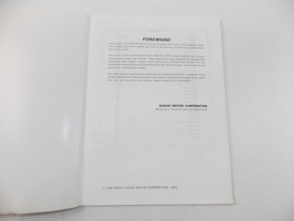 03/1992 SERVICE DATA MANUAL BOOK SUZUKI 4 & 2 STROKE MOTORCYCLES 99510-01920-01E - MotoRaider