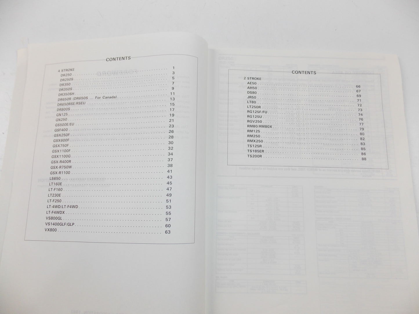 03/1992 SERVICE DATA MANUAL BOOK SUZUKI 4 & 2 STROKE MOTORCYCLES 99510-01920-01E - MotoRaider
