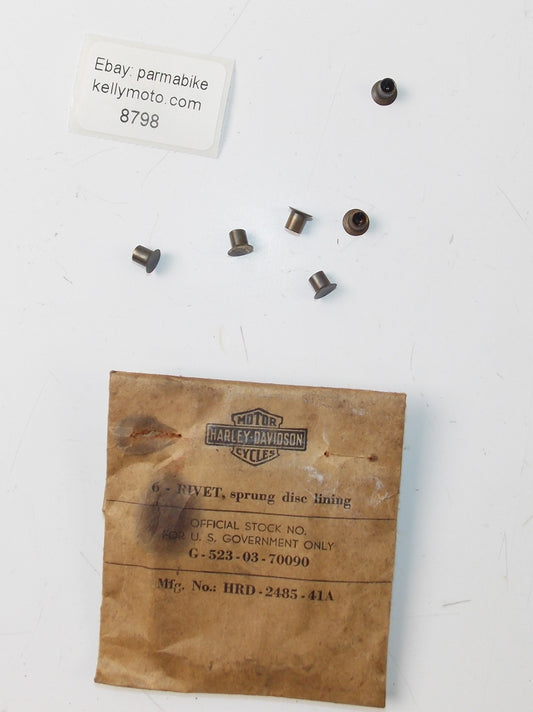 NOS OEM 1940'S HARLEY DAVIDSON RIVET SPRUNG DISC LINING SET OF 6 2485-41A - MotoRaider