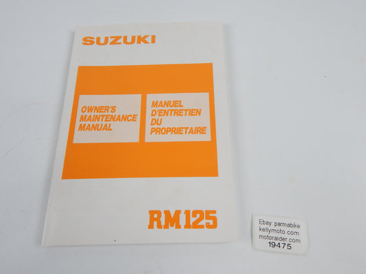 1987 SUZUKI RM125 USER OWNER MANUAL BOOK 99011-01B22-01B MULTI LANGUAGE VINTAGE - MotoRaider
