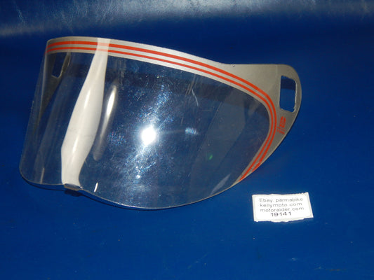 VINTAGE MOTORCYCLE HELMET AGV V 5000 CLEAR VISOR SHIELD SCREEN GREY RED ITALY - MotoRaider