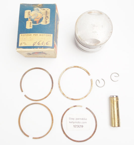 NOS ASSO WERKE  PISTON + PIN + RINGS + CLIPS SET 60.6 MM GITAN 160cc - MotoRaider