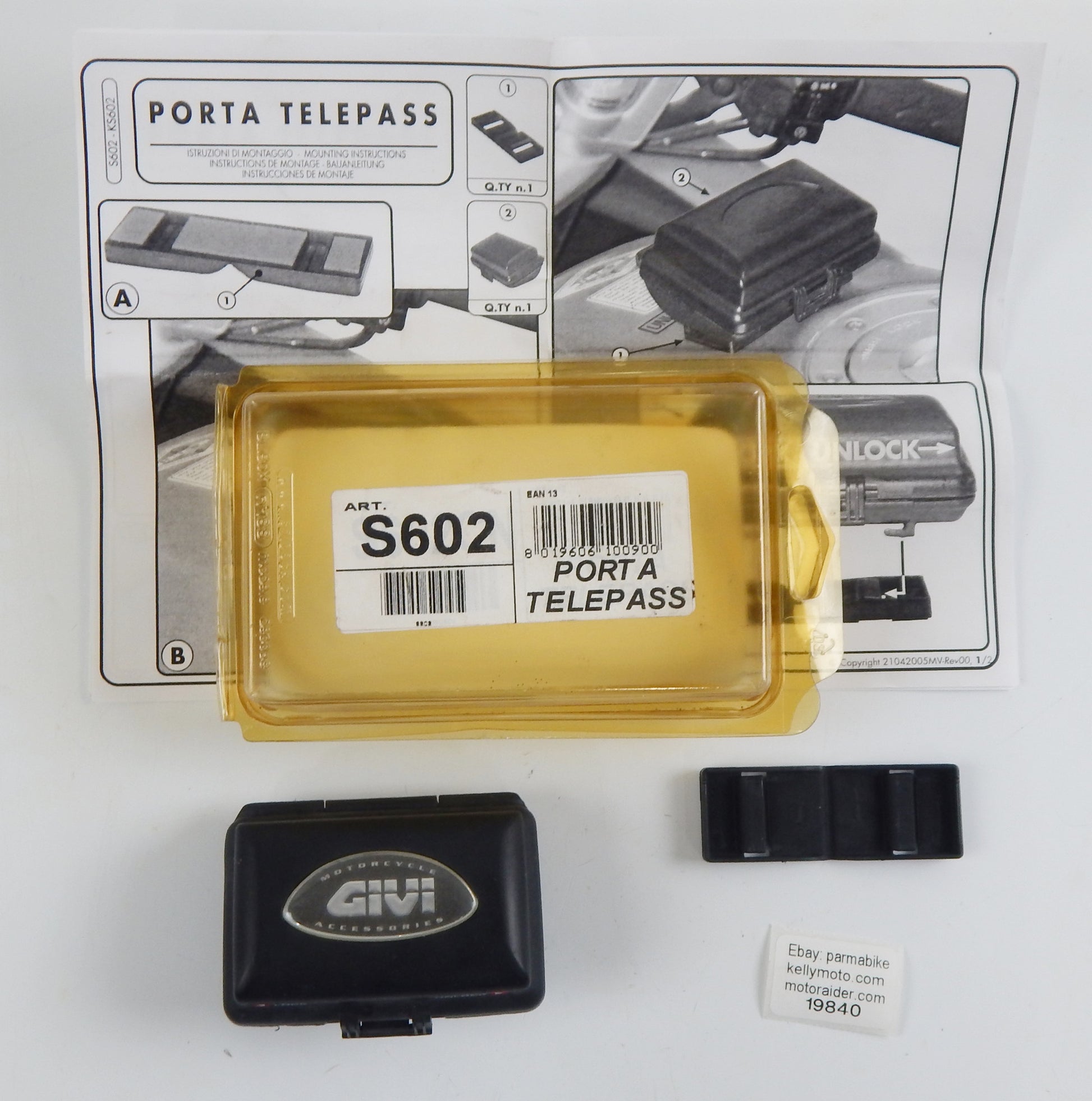 1990's GIVI ART. S602 DEVICE TOLL PAYMENT TELEPASS HOLDER BOX MOTORCYCLES DUCATI - MotoRaider