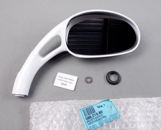 NOS OEM MALAGUTI PHANTOM F12 RIGHT SIDE REAR VIEW MIRROR WHITE 088.019.80 - MotoRaider