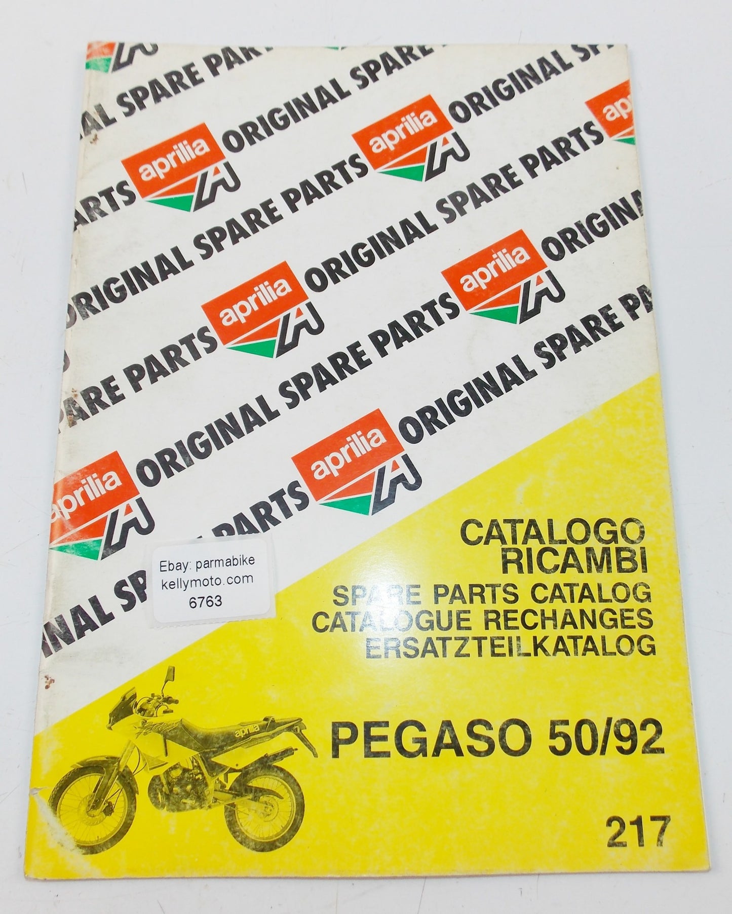 1992 APRILIA PEGASO 50 SPARE PARTS CATALOG MANUAL BOOK 217 - MotoRaider