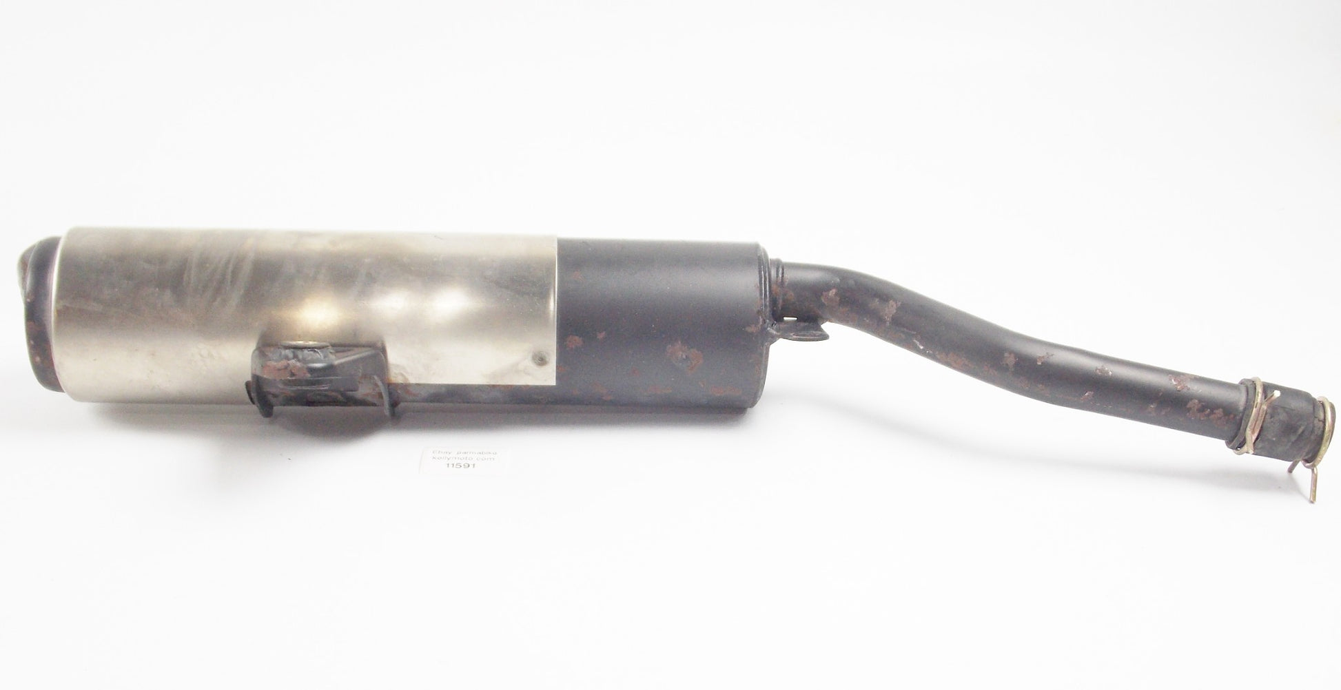 1986 CAGIVA 125 ELEFANTRE EXHAUST PIPE MUFFLER SILENCER + RUBBER CONNECTOR - MotoRaider