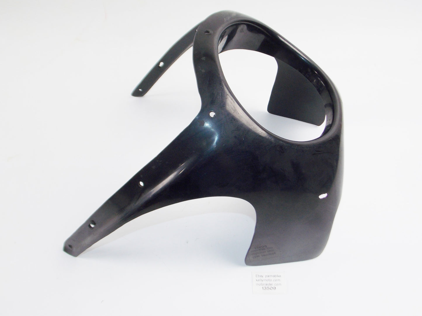 UNIVERSAL MOTORCYCLE PLASTIC FRONT LIGHT FAIRING COWLING W=13" LIGHT D=6" BLACK - MotoRaider