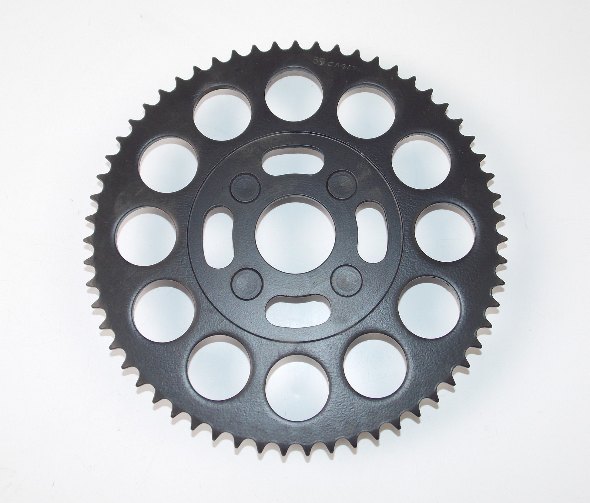 NOS OEM CAGIVA 1978 SST 125 REAR WHEEL DRIVE SPROCKET 59 TOOTH 800024450 - MotoRaider