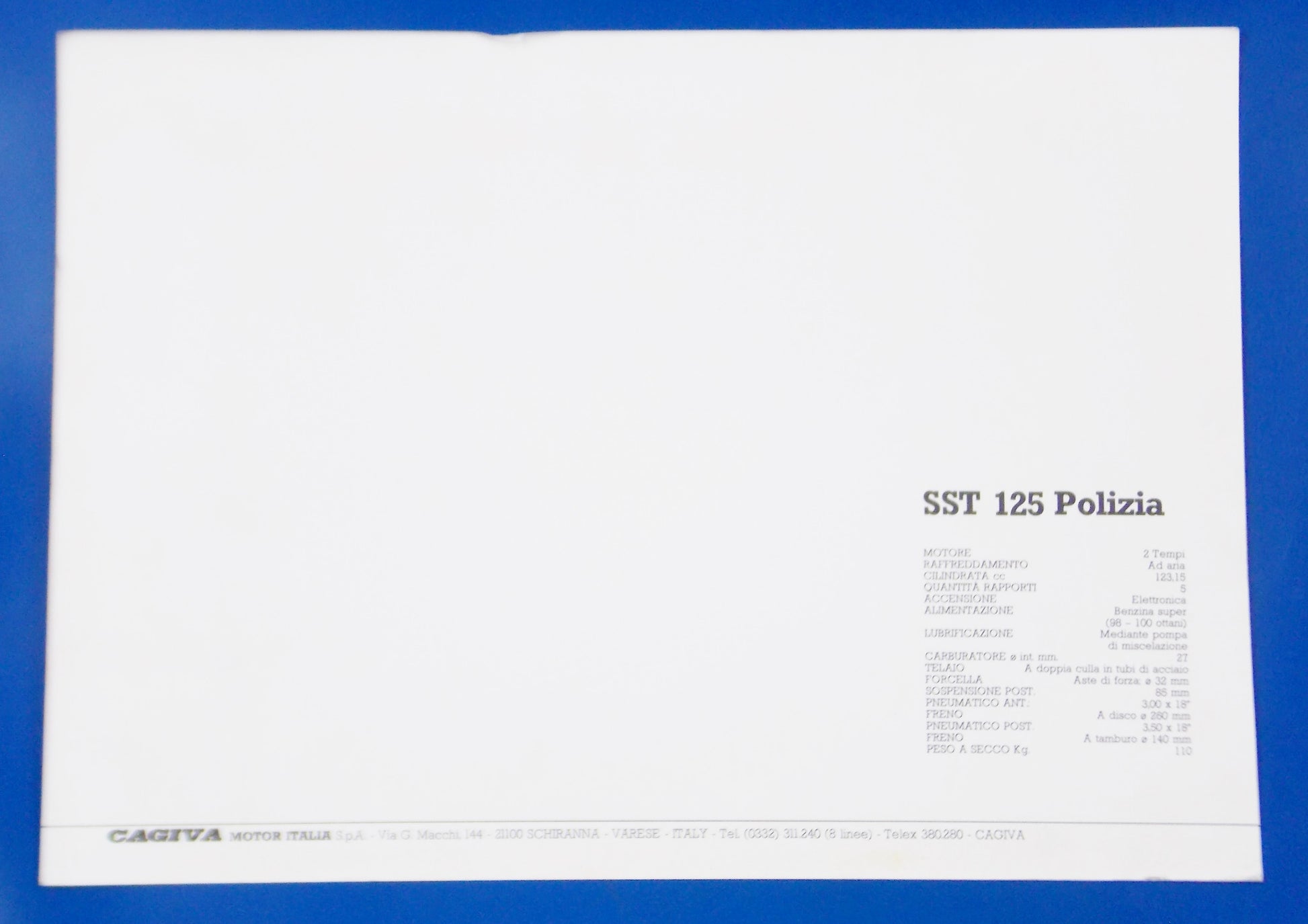 1980's CAGIVA SST 125 POLICE 2 STROKE ORIGINAL DEALER PHOTO BROCHURE 11"x8" - MotoRaider