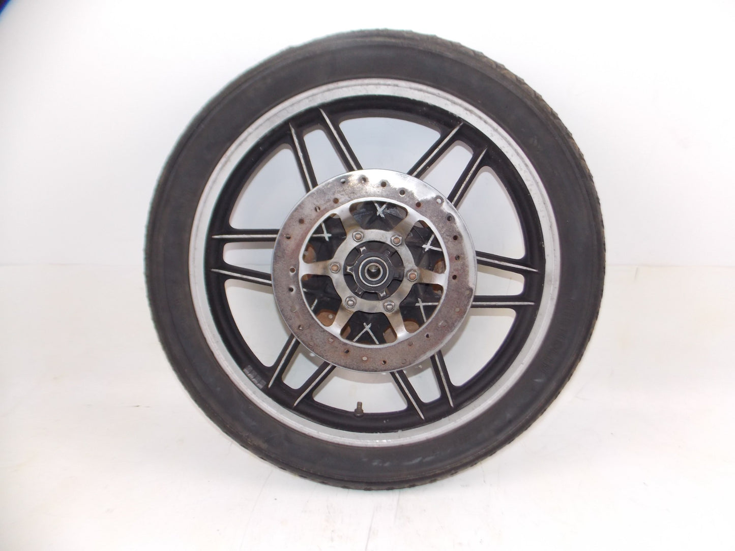 1981 MOTO GUZZI V50 MONZA 18" FRONT WHEEL ALLOY TIRE ROTOR VINTAGE ITALY - MotoRaider