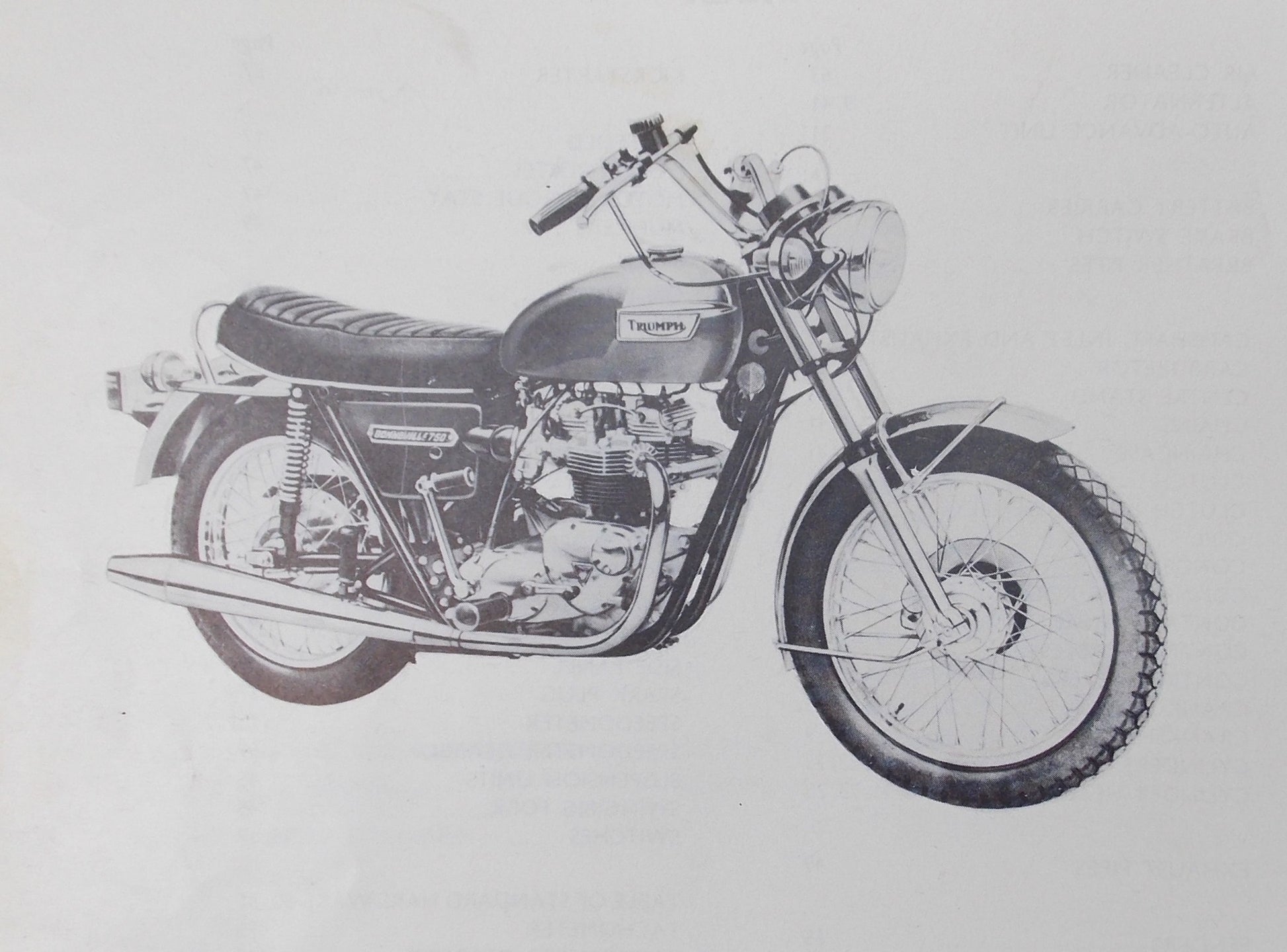 TRIUMPH 1974 BONNEVILLE 750-TI40V/TIGER 750-TR7RV REPLACEMENT PARTS CATALOGUE - MotoRaider