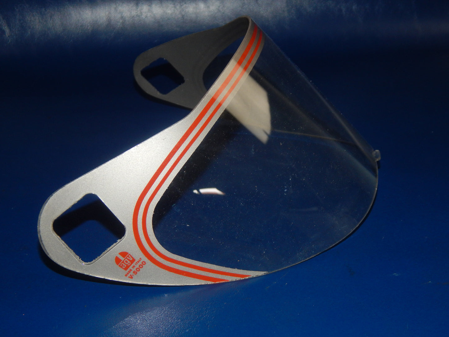 VINTAGE MOTORCYCLE HELMET AGV V 5000 CLEAR VISOR SHIELD SCREEN GREY RED ITALY - MotoRaider