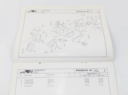 1992 APRILIA PEGASO 50 SPARE PARTS CATALOG MANUAL BOOK 217 - MotoRaider