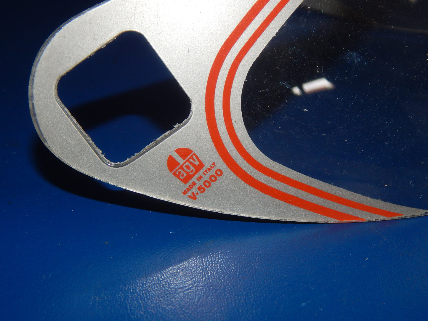 VINTAGE MOTORCYCLE HELMET AGV V 5000 CLEAR VISOR SHIELD SCREEN GREY RED ITALY - MotoRaider
