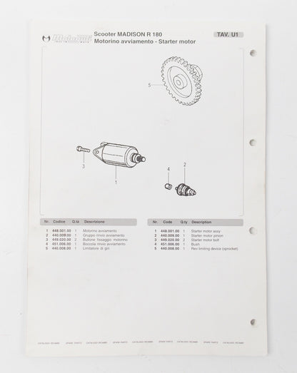OEM MALAGUTI MADISON R 180 SPARE PARTS CATALOG MANUAL BOOK ITALIAN ENGLISH - MotoRaider