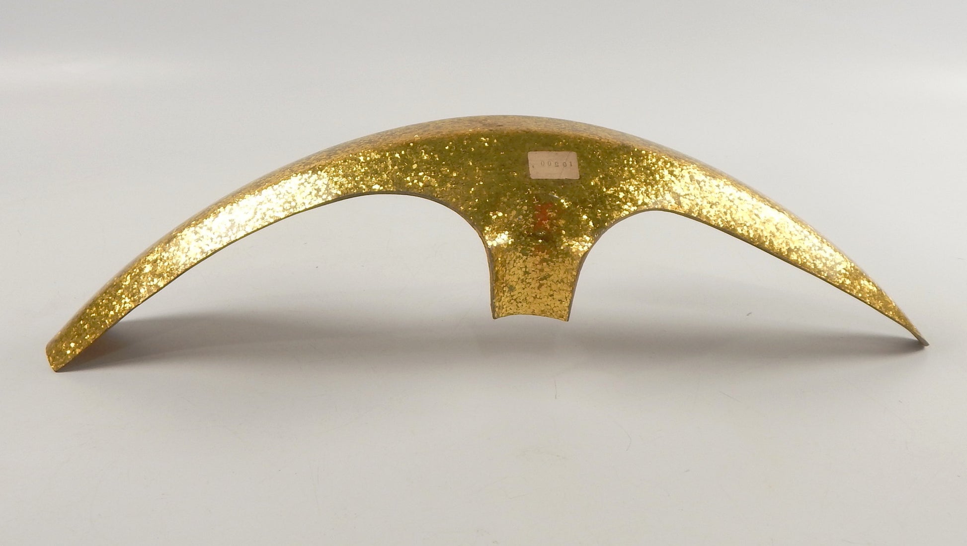 1960's FIBERGLASS LOW FRONT FENDER GOLD/GLITTER L=24.5" W=5" CAFE RACER CUSTOM - MotoRaider