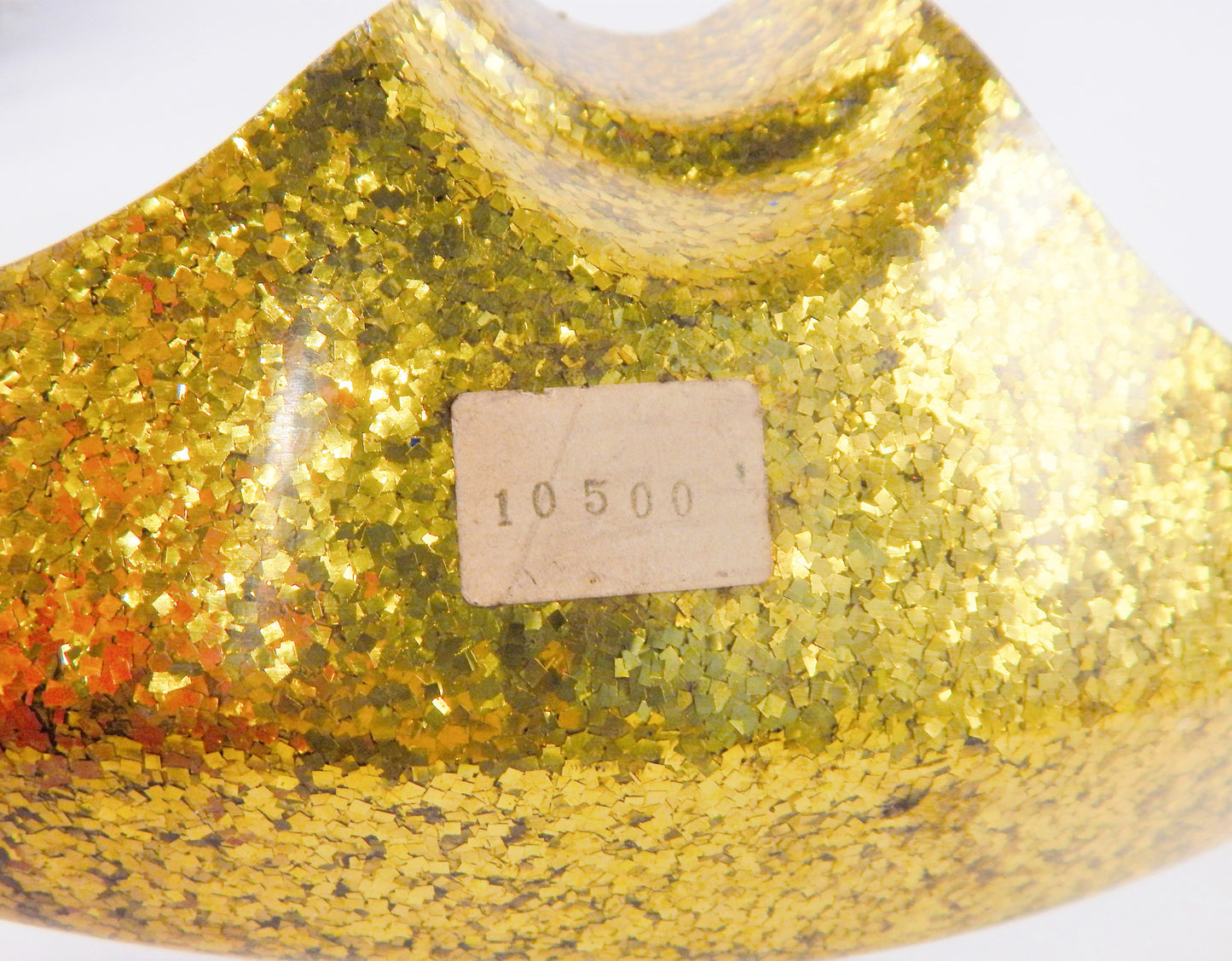 1960's FIBERGLASS LOW FRONT FENDER GOLD/GLITTER L=24.5" W=5" CAFE RACER CUSTOM - MotoRaider