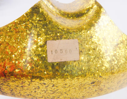1960's FIBERGLASS LOW FRONT FENDER GOLD/GLITTER L=24.5" W=5" CAFE RACER CUSTOM - MotoRaider
